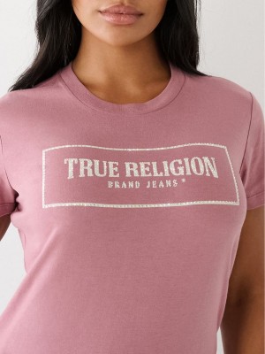 True Religion Crystal Logo T-Shirts Damen Lila | 38705UOXP