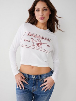 True Religion Long Sleeve Logo Baby T-Shirts Damen Weiß | 08691ZWIO