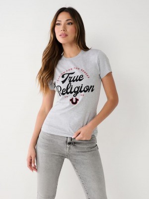 True Religion True Logo T-Shirts Damen Grau | 19836EIKA