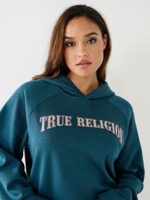 True Religion True Relaxed Hoodie Damen Pfauenblau | 68942PTQA