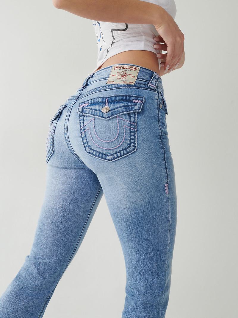 True Religion Becca Super T Stitch Bootcut Jeans Damen Blau | 51489MZKY