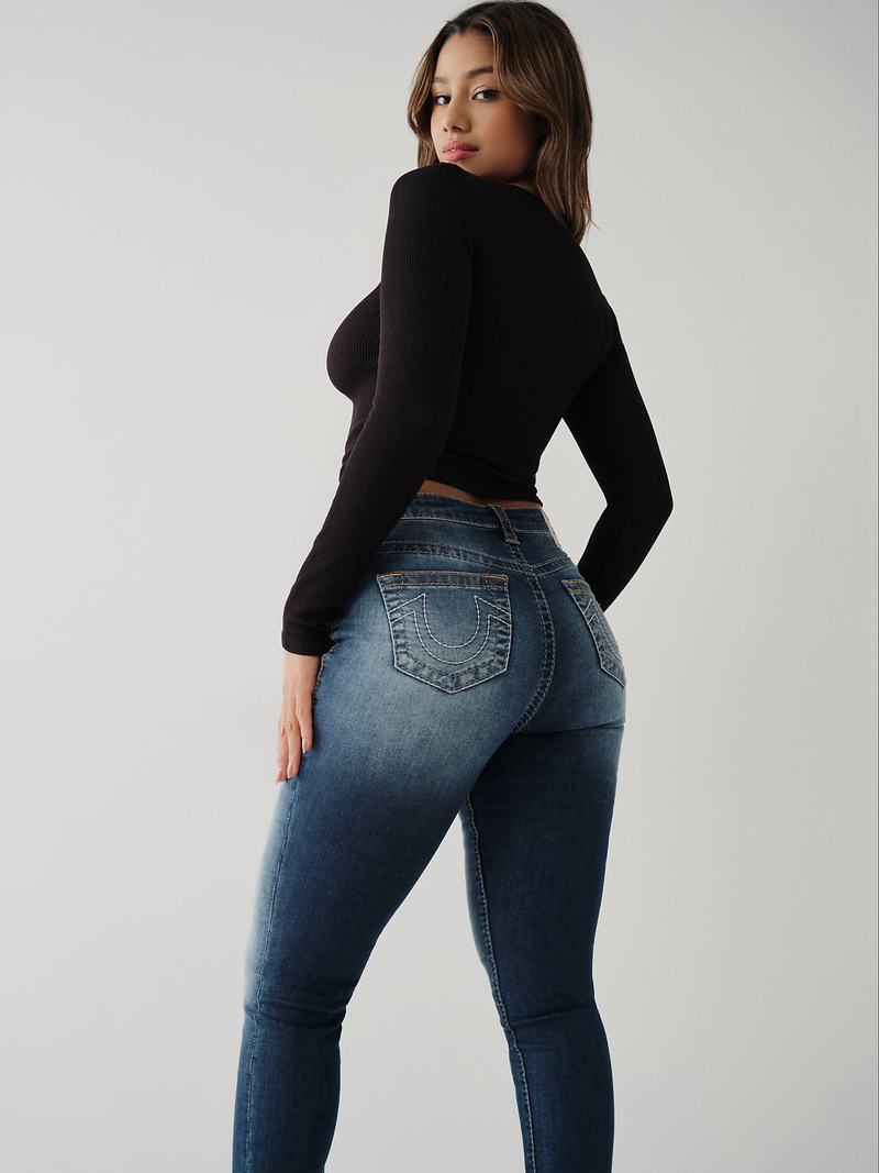 True Religion Jennie Big T Curvy Skinny Jeans Damen Blau | 58714PXUL