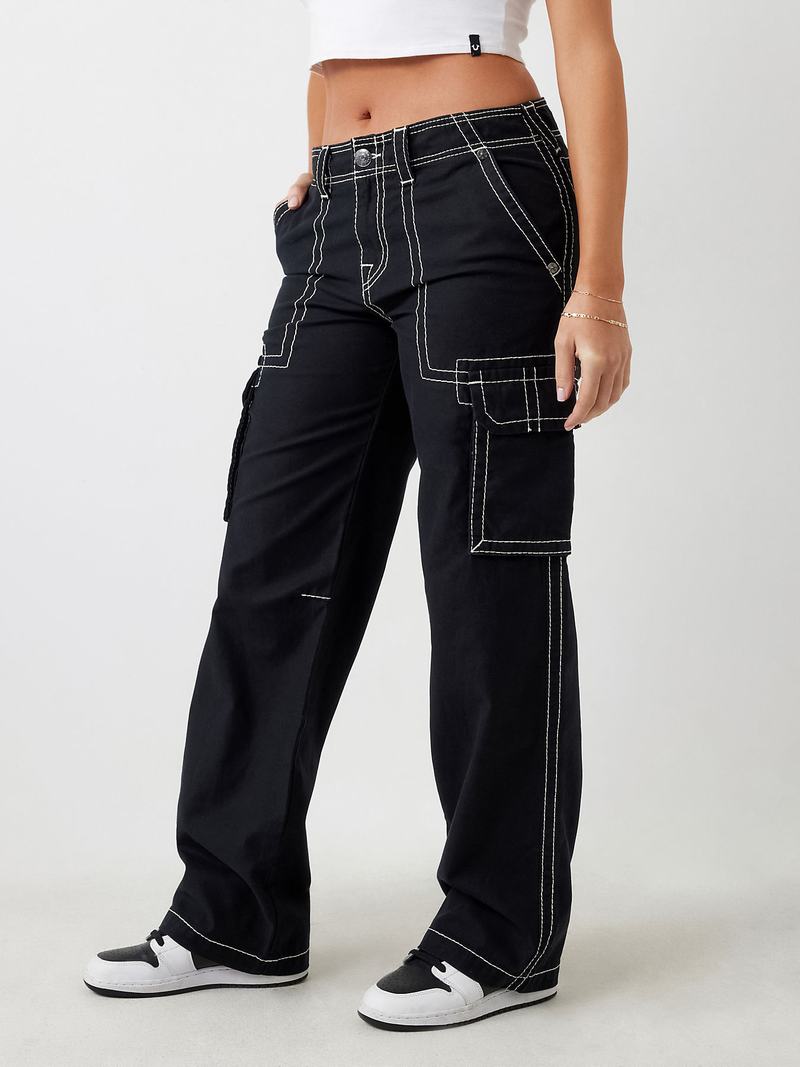 True Religion Cargo Pant Big T Jeans Damen Schwarz | 80634IULF