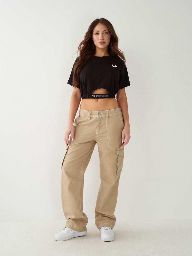 True Religion Cargo Pant Big T Jeans Damen Khaki | 45098VDMI