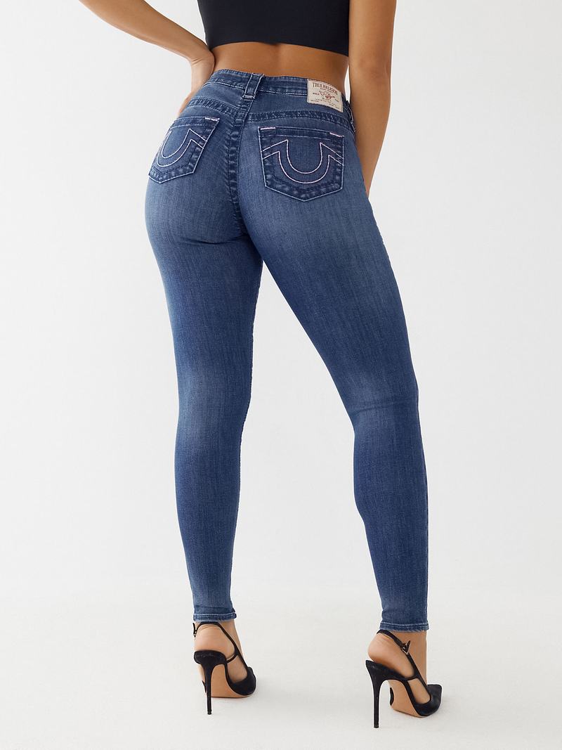 True Religion Jennie Curvy Schlank Big T Jeans Damen Blau | 78510ZNTP