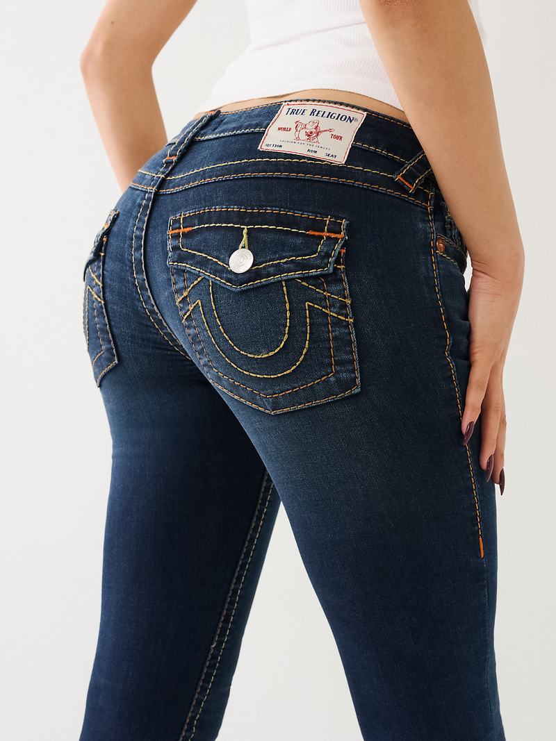 True Religion Stella Low Rise Schlank Big T Jeans Damen Indigo | 54168MOFW