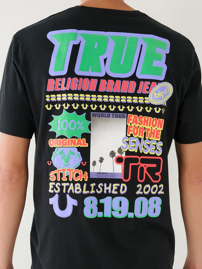 True Religion Stitch Energy Graphic Relaxed T-Shirts Herren Schwarz | 76039YZRS