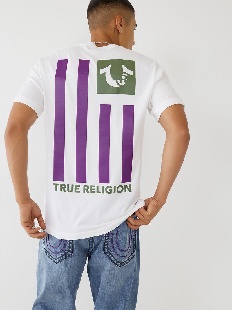 True Religion True Logo T-Shirts Herren Weiß | 28097YGUM