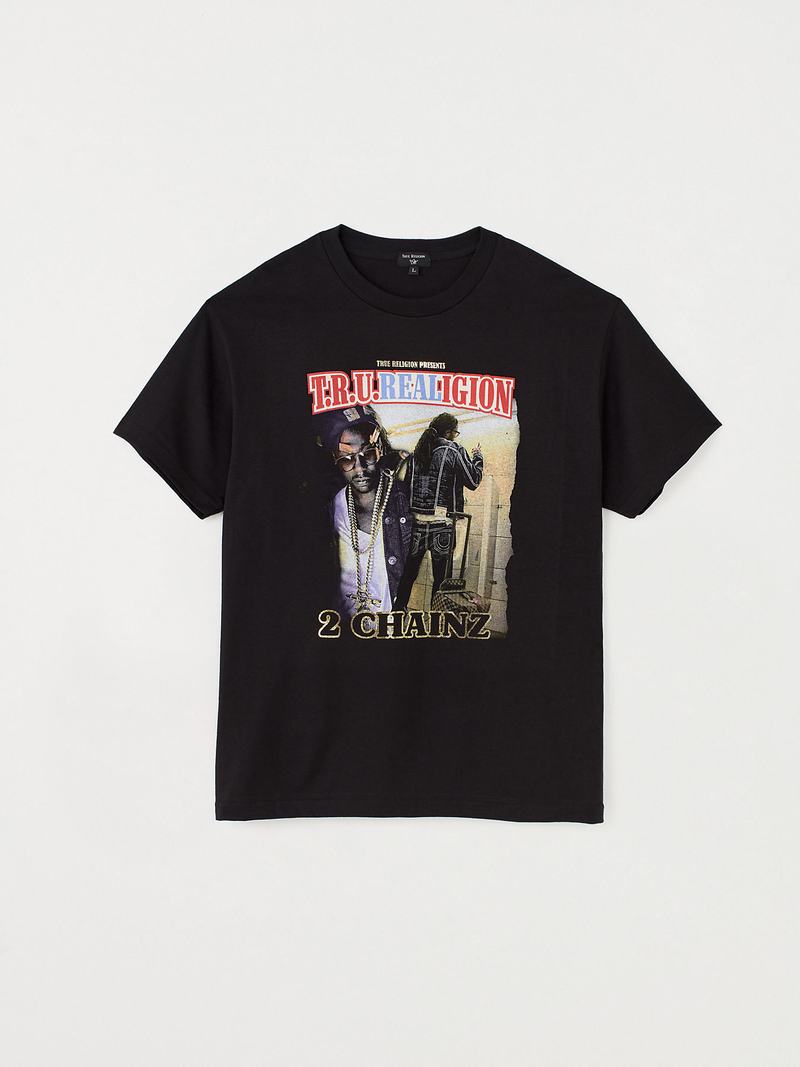 True Religion Mixtape Band S/S T-Shirts Herren Schwarz | 69832QORL