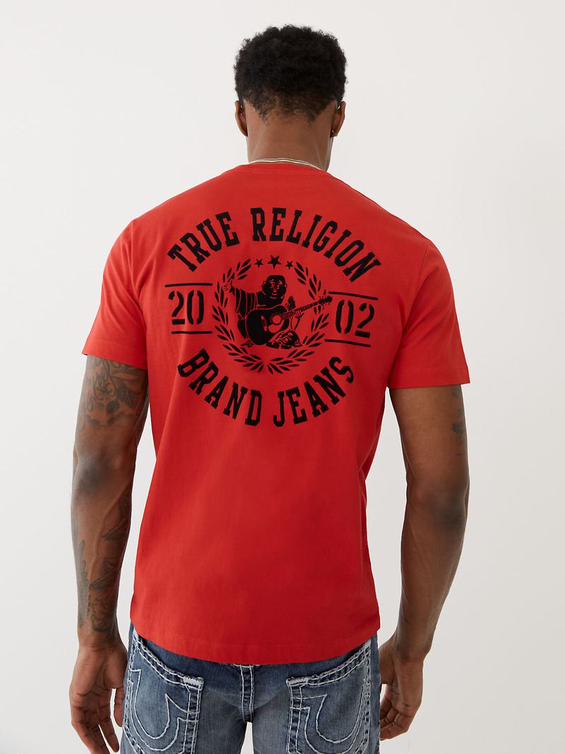 True Religion Buddha Logo T-Shirts Herren Rot | 83206ZIMS