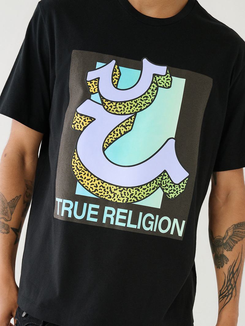 True Religion Channel True Graphic Relaxed T-Shirts Herren Schwarz | 39542NYPE