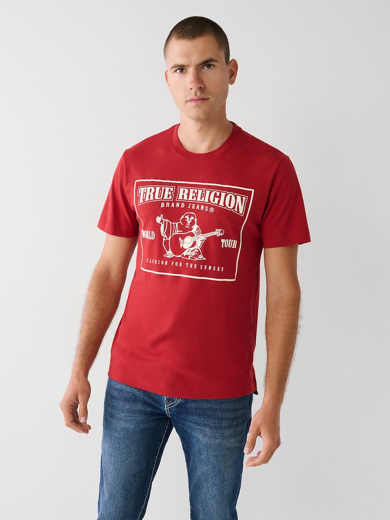 True Religion Buddha Logo T-Shirts Herren Rot | 96523NJOP