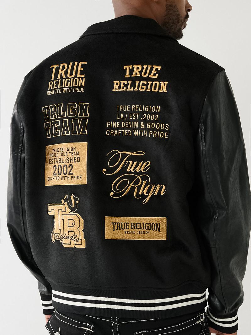True Religion Tr Varsity Jacke Herren Schwarz | 39672XTPQ