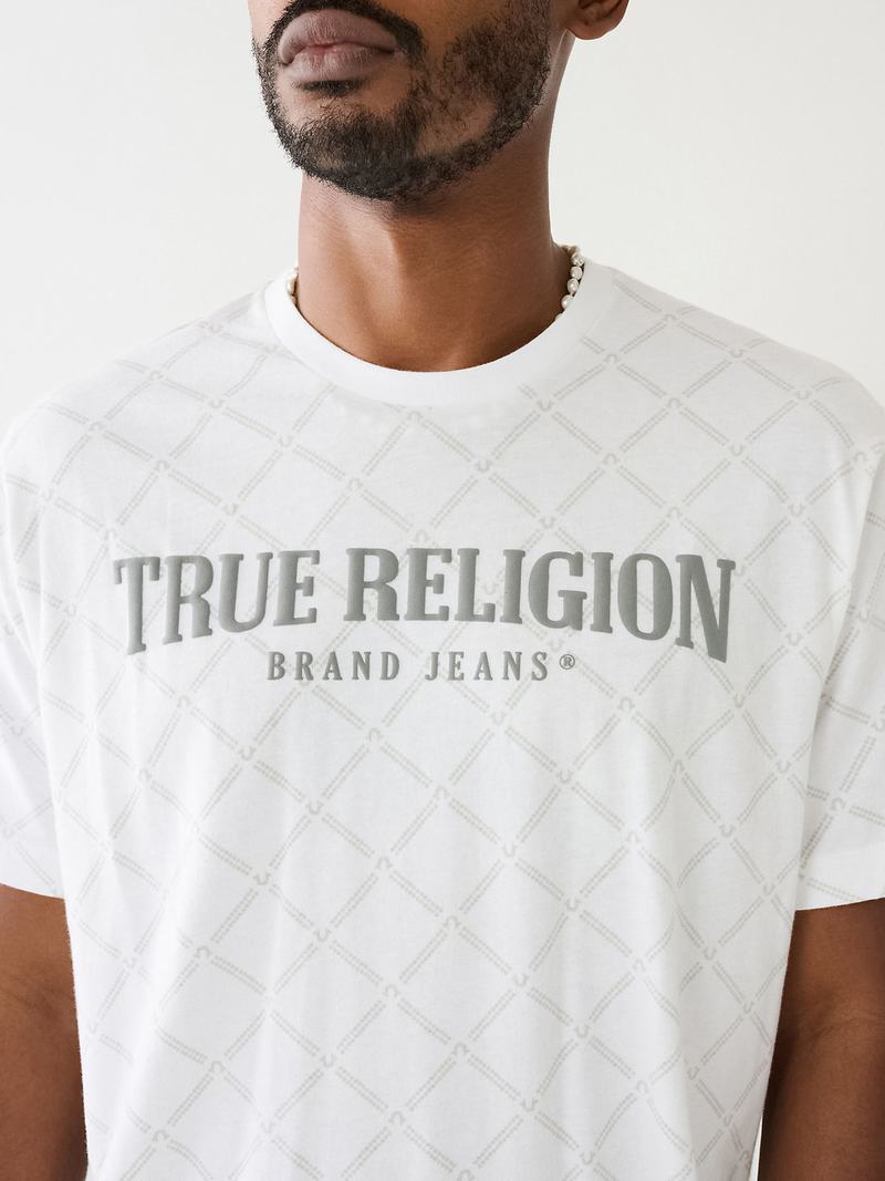 True Religion Logo Monogram T-Shirts Herren Weiß | 02375CXFP