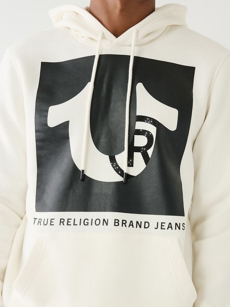 True Religion Studded Logo Hoodie Herren Weiß | 93701VONK