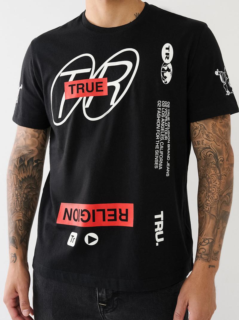 True Religion Tr High Density Logo T-Shirts Herren Schwarz | 16739HNOE