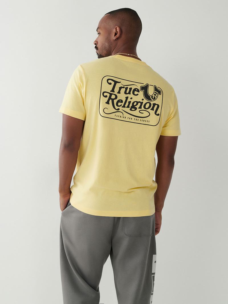 True Religion True Logo T-Shirts Herren Zitrone | 93845UTSH