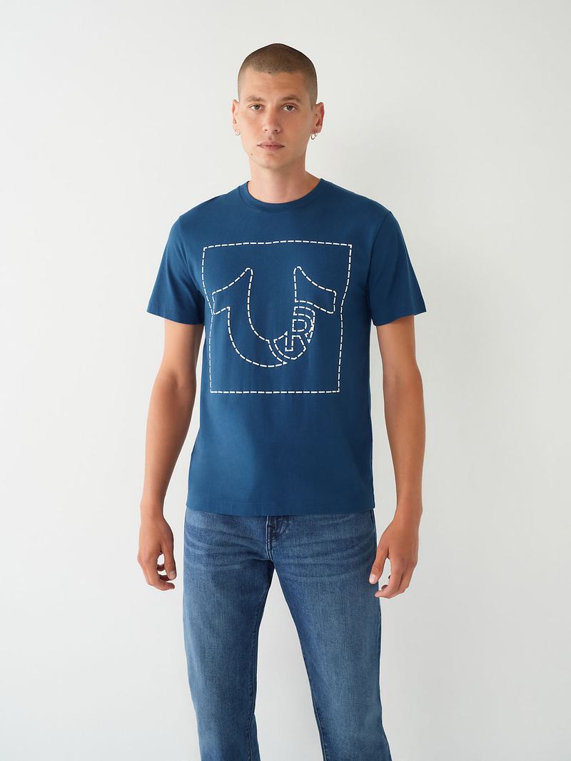 True Religion Horseshoe Logo T-Shirts Herren Navy Navy | 23189LJAM