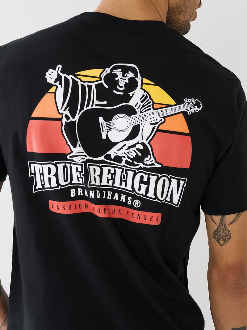 True Religion Buddha Sunrise Logo T-Shirts Herren Schwarz | 29163ETMK