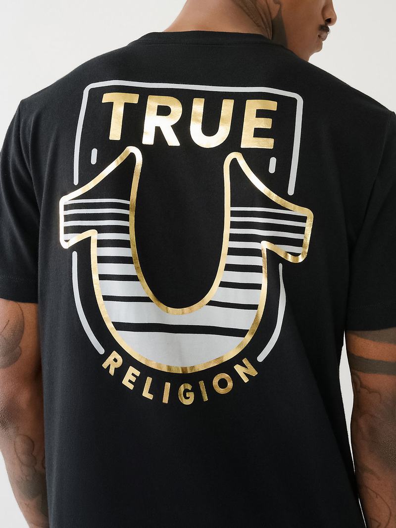 True Religion Horseshoe Logo Crew Neck T-Shirts Herren Schwarz | 85217CXQS