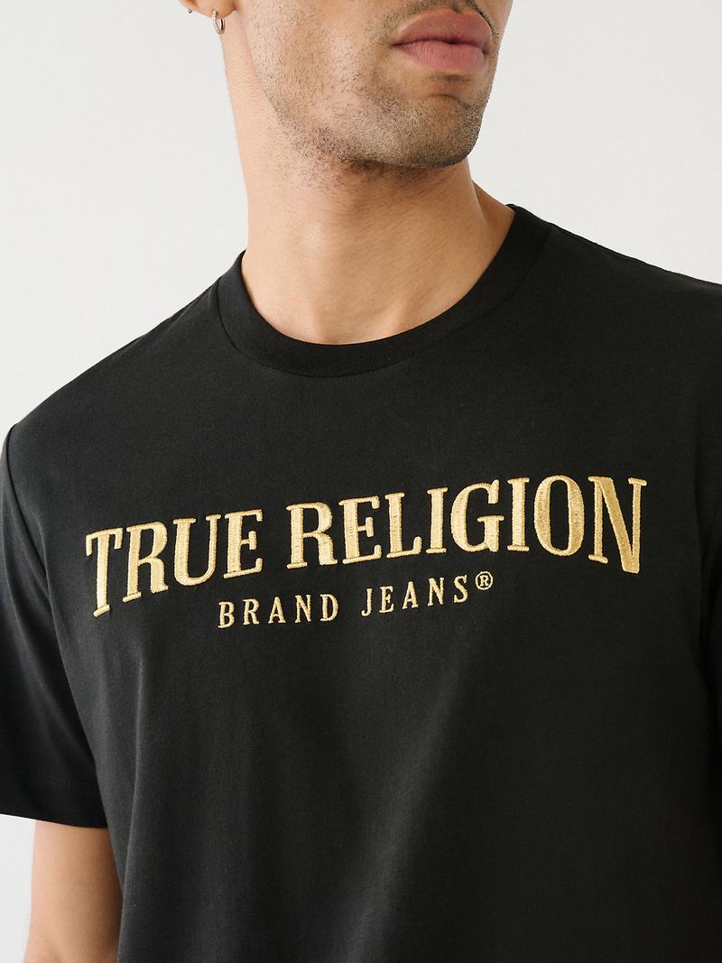 True Religion True Logo T-Shirts Herren Schwarz | 38576APNI