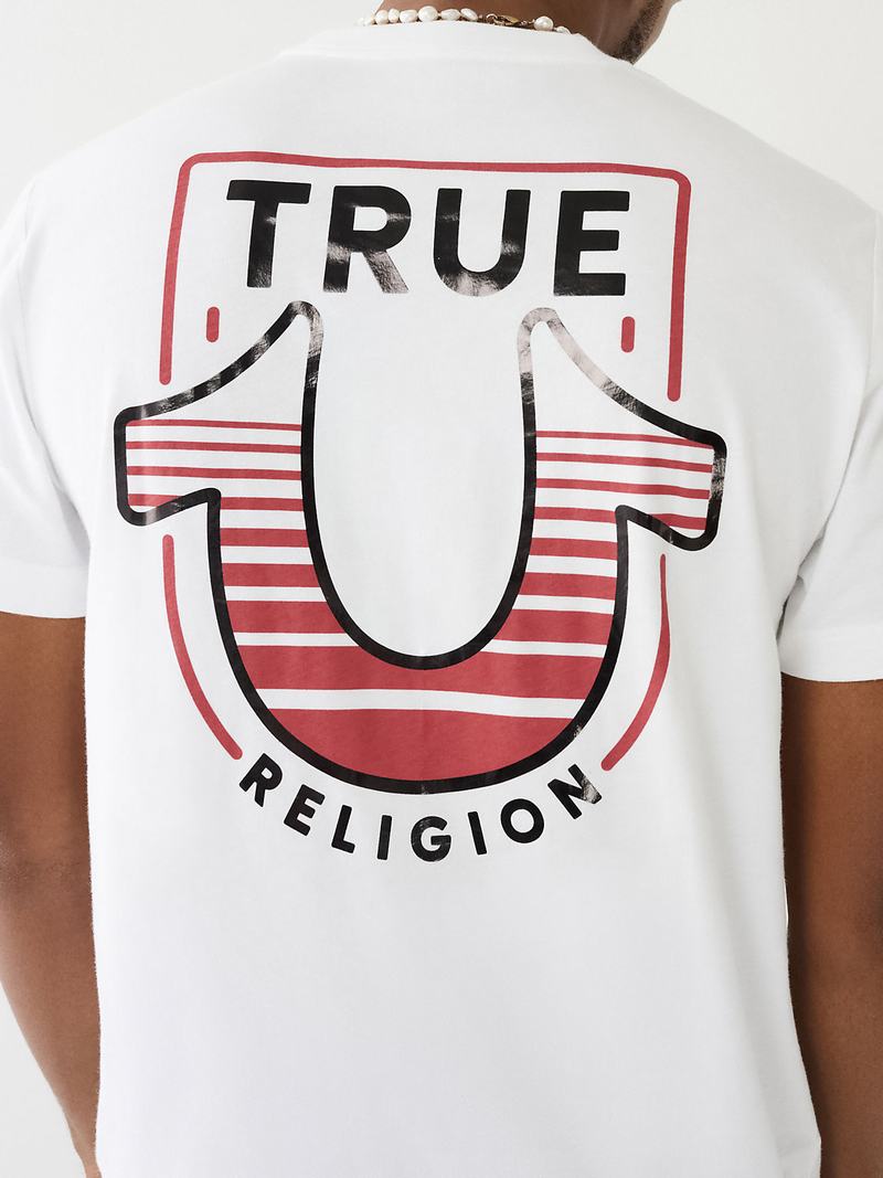 True Religion Horseshoe Logo Crew Neck T-Shirts Herren Weiß | 62185GHFM