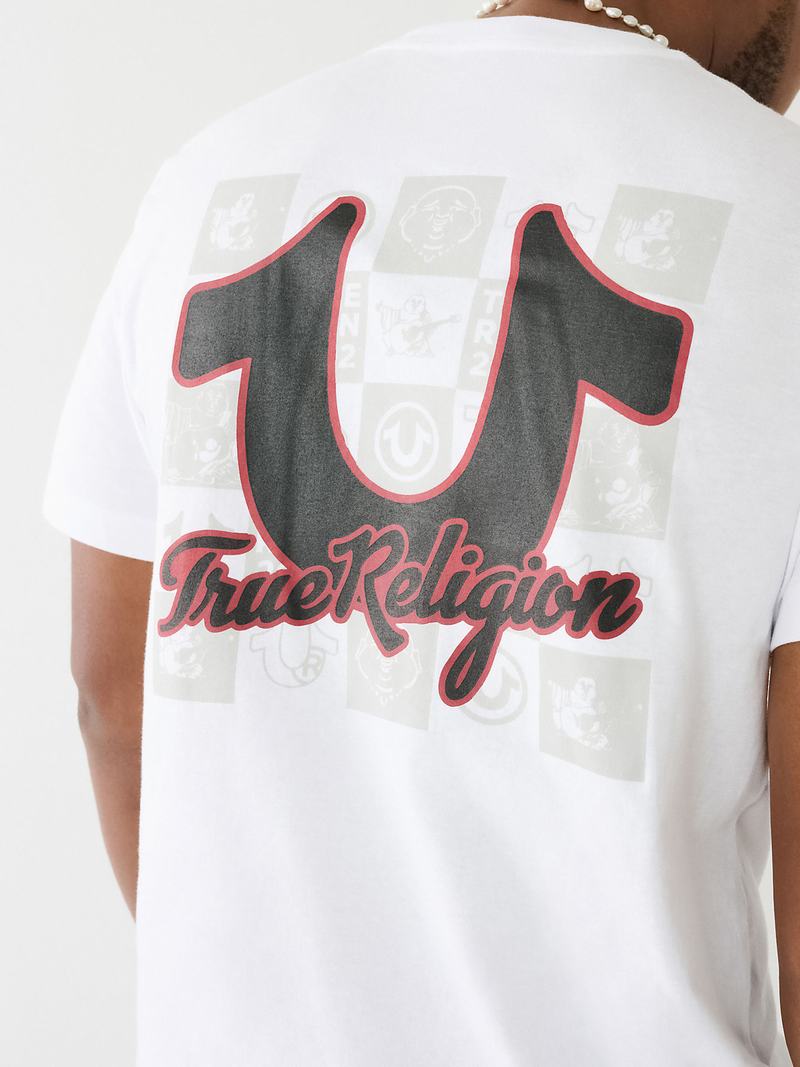 True Religion Hs Tr Grid Crew T-Shirts Herren Weiß | 91360UYBH