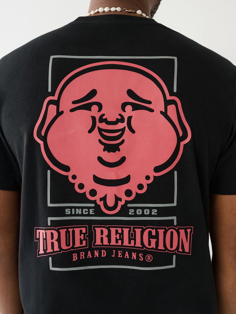 True Religion Big Buddha Crew Neck T-Shirts Herren Schwarz | 06123AJWU