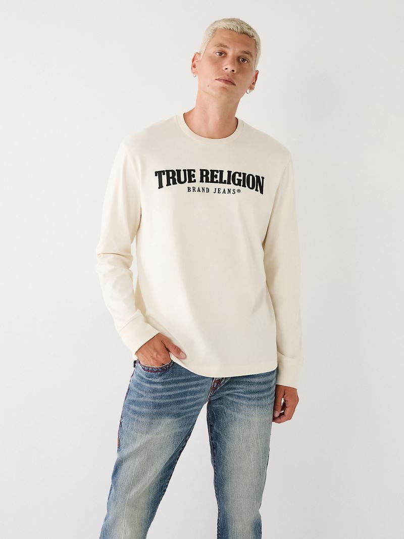 True Religion Long Sleeve True Logo T-Shirts Herren Weiß | 06197WBST