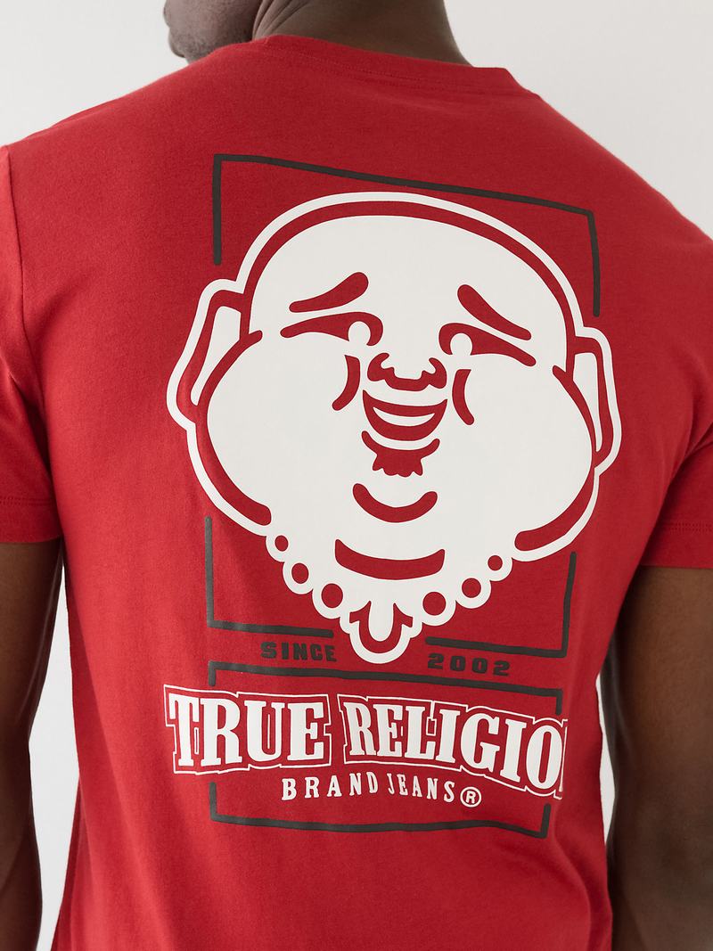 True Religion Big Buddha Crew Neck T-Shirts Herren Rot | 59634QWXU
