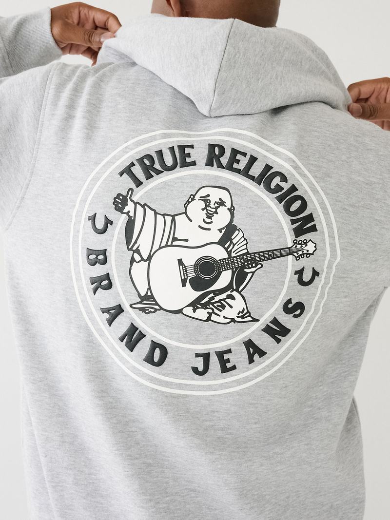 True Religion Buddha Logo Seal Zip Hoodie Herren Grau | 40587XBPJ