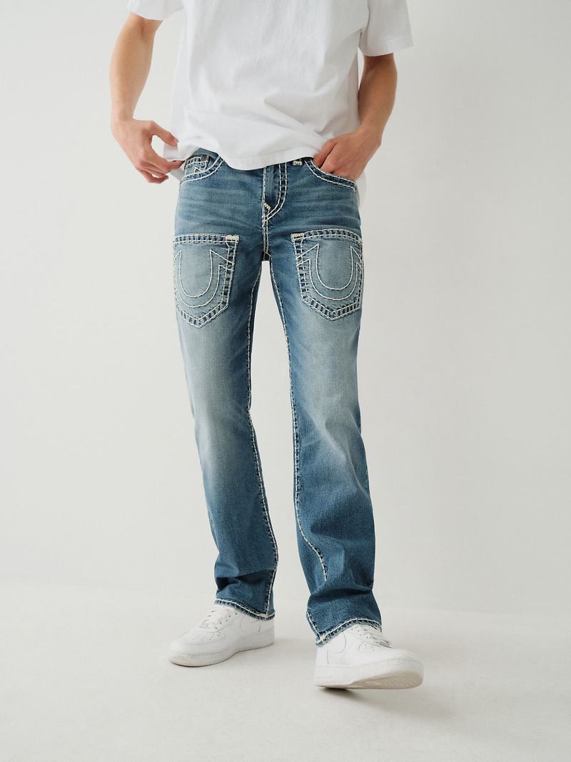 True Religion Ricky Super T 7-pocket Straight Jeans Herren Blau | 78135LHZC