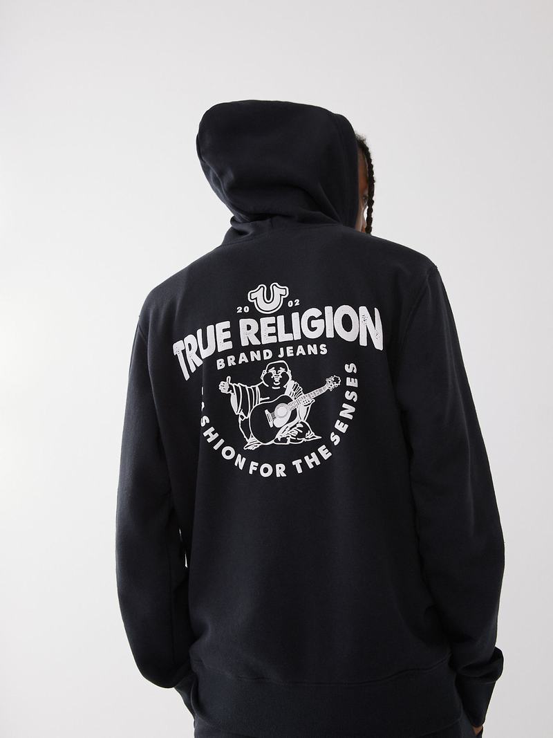 True Religion Buddha Logo Zip Hoodie Herren Schwarz | 64089XYQW