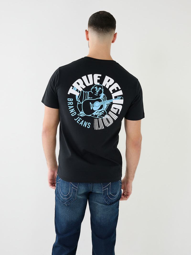 True Religion Buddha Logo Crew T-Shirts Herren Schwarz | 86420FBLE