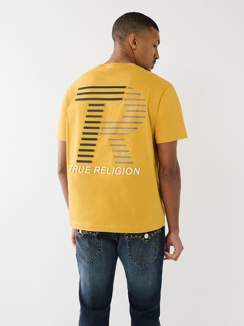 True Religion Embossed Tr Logo T-Shirts Herren Gelb | 87420MTIZ