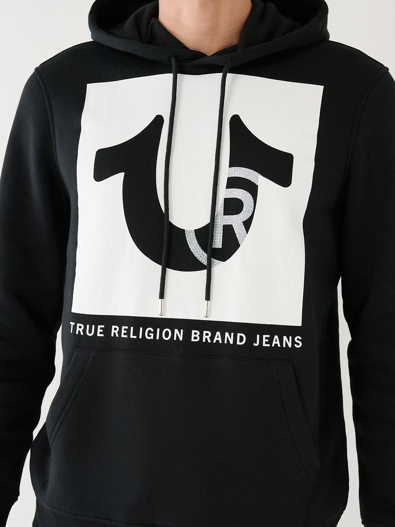 True Religion Studded Logo Hoodie Herren Schwarz | 37258GCRU