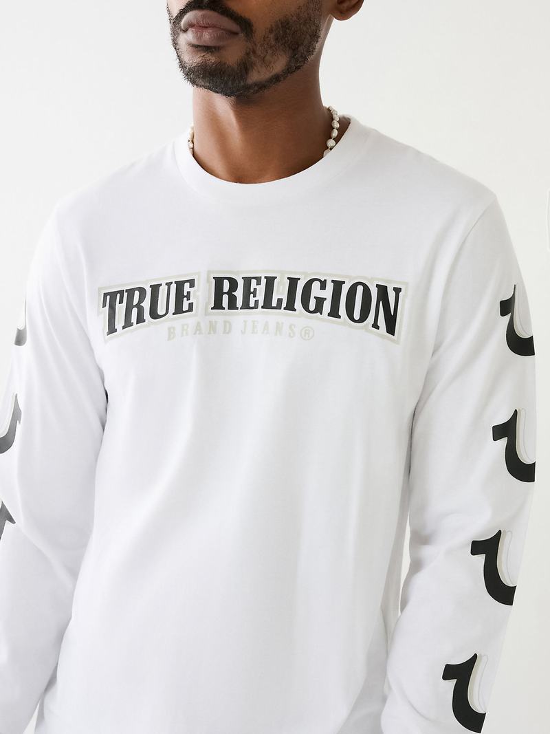 True Religion Horseshoe Logo Long Sleeve T-Shirts Herren Weiß | 19346QEVB
