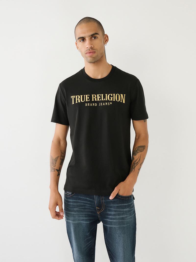 True Religion True Logo T-Shirts Herren Schwarz | 38576APNI