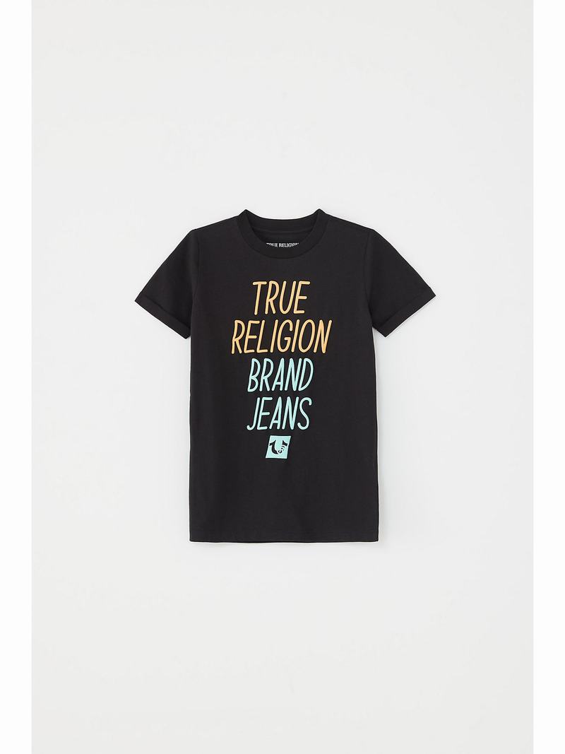 True Religion Logo T-shirt Kleid Kinder Schwarz | 78304NRFX